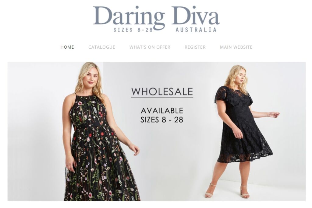 Daring Diva PLus Size women's clothing wholesale for stockists