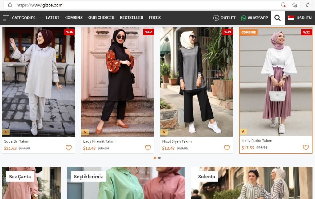 Gizce loja online de roupas turcas