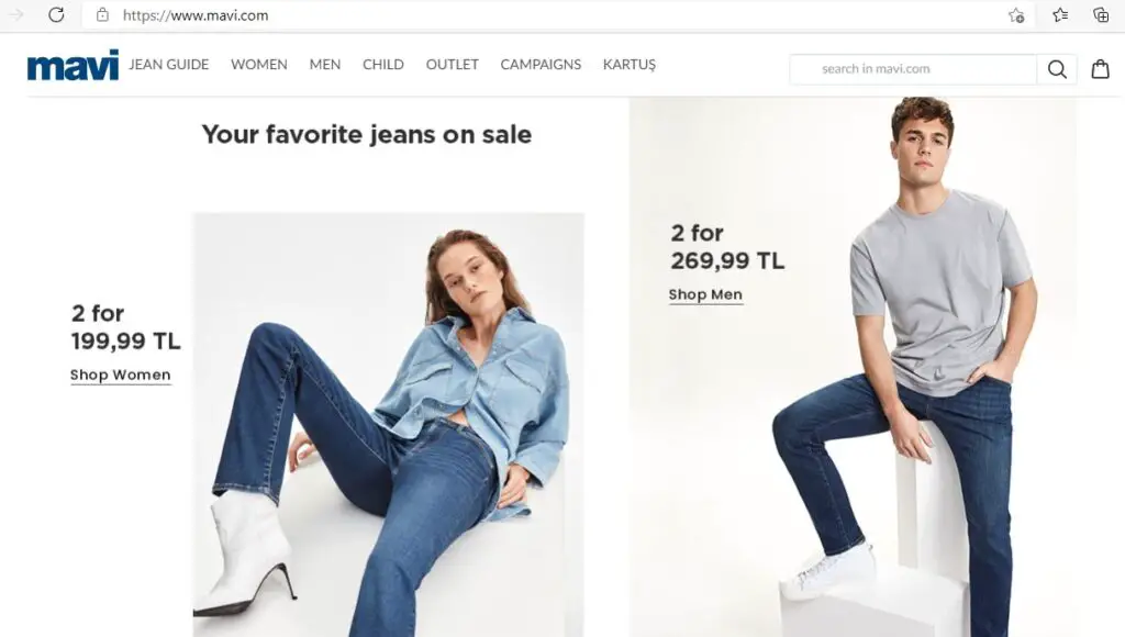 Kedai pakaian dalam talian Mavi Jeans