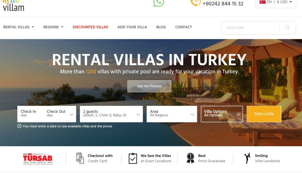 Hello villam Vile de închiriat cu piscină privată în Turcia