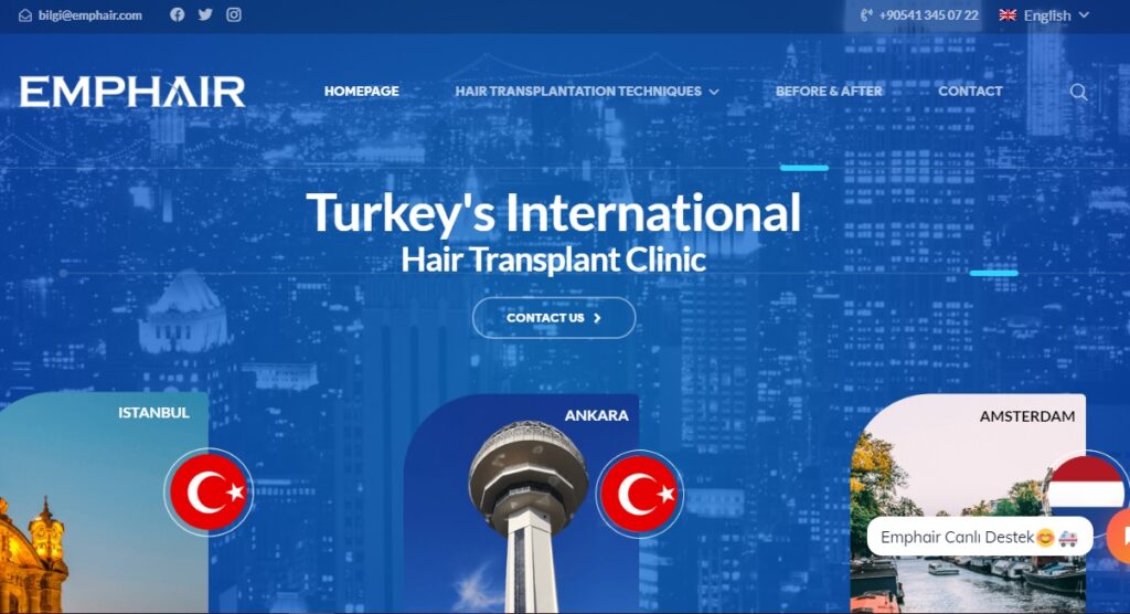 Трансплантация на коса Emphair Турция