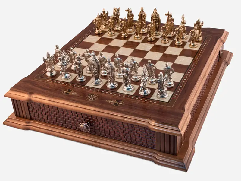 لعبة الشطرنج الخشبية المصنوعة يدويا من القلعة مع مجموعات الشطرنج التركية