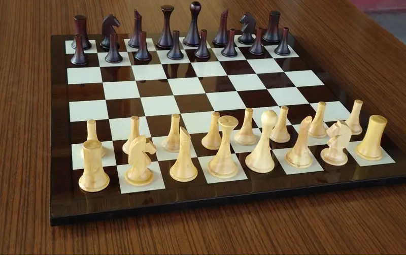 Modern wooden chess pieces