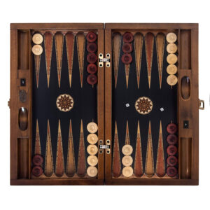 Sort træ backgammon sæt