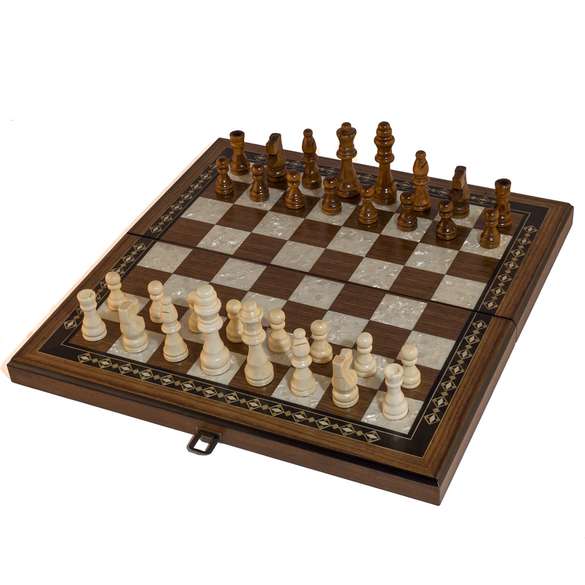 طقم شطرنج مصنوع يدويًا للسفر مجموعات شطرنج قابلة للطي من خشب الجوز