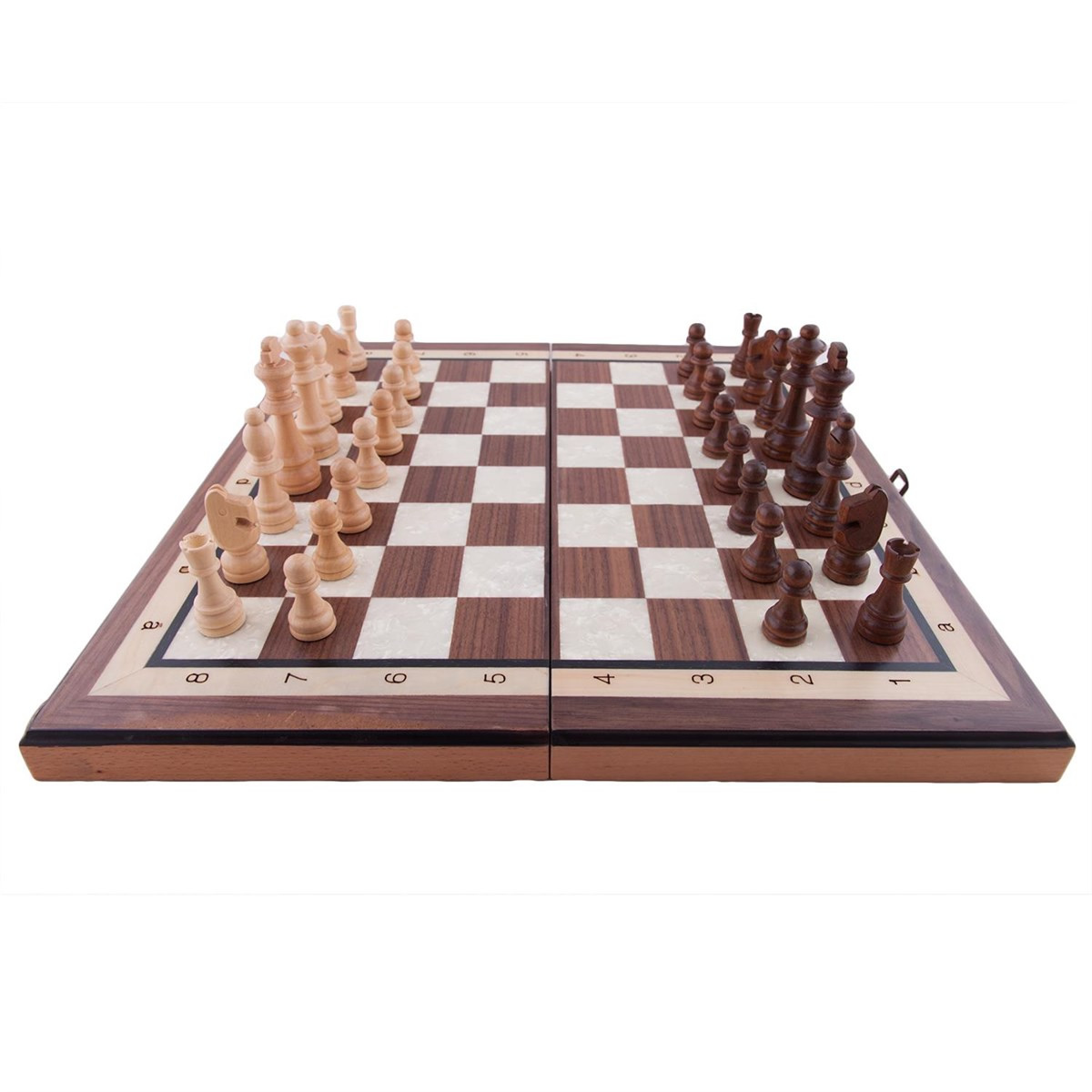 مجموعة شطرنج فاخرة قابلة للطي مصنوعة يدويًا للسفر