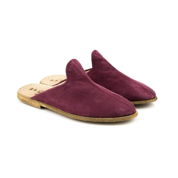 Burgundy nubuck leather slippers turkish handmade