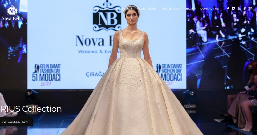 متجر فساتين الزفاف التركي على الإنترنت Nova Bella