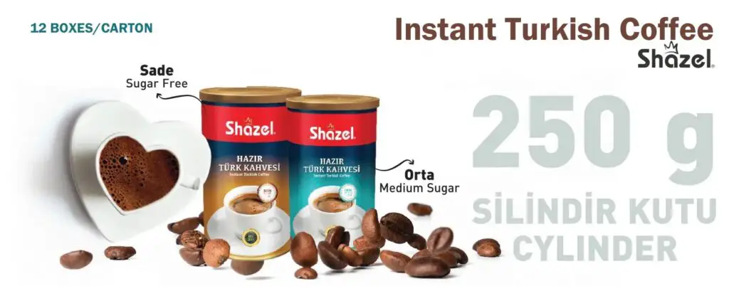 Boîte de 250g de café turc instantané à sucre moyen