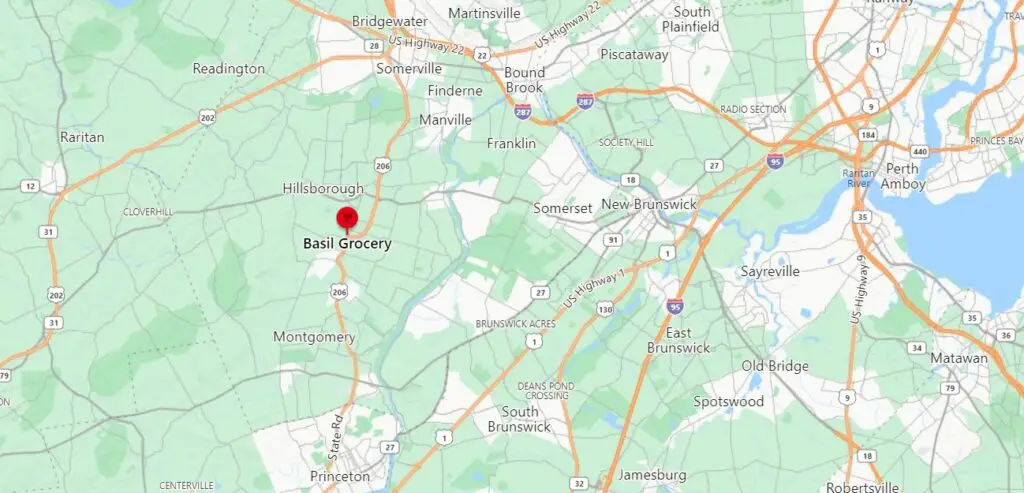 ニュージャージー州バジル食料品店の地図